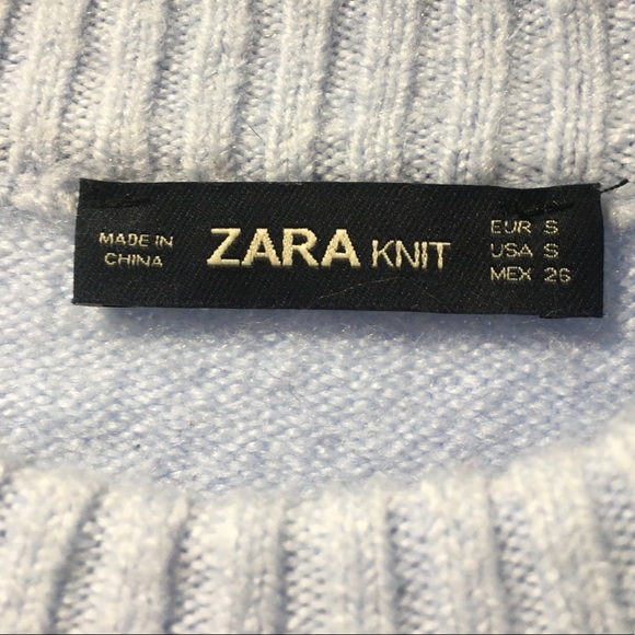 Zara Baby Blue Sweater with faux fur Cuffs - Picture 7 of 8